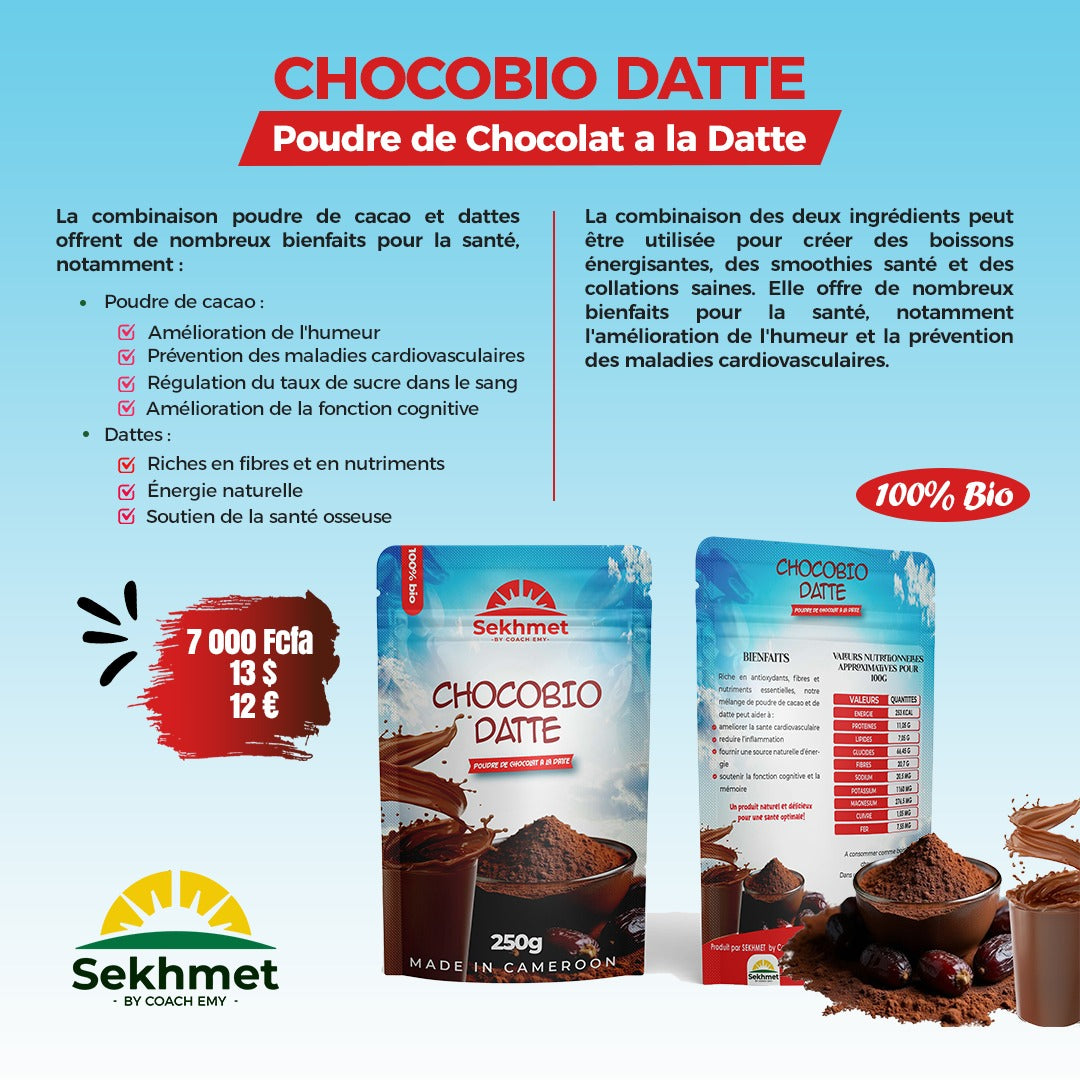 CHOCOBIO DATTE Poudre de Chocolat a la Datte