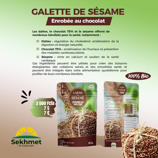 GALETTE DE SÉSAME Enrobée au chocolat